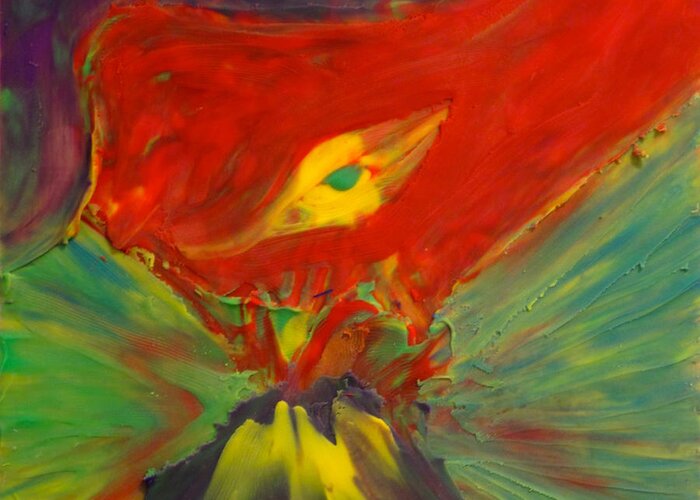 Eruption Greeting Card featuring the painting Clay Play 2 - volcanic by Steve Sommers