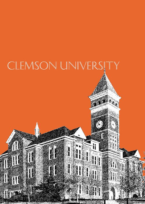 University Greeting Card featuring the digital art Clemson University - Coral by DB Artist