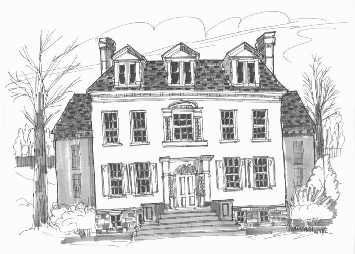 Clermont Estate Greeting Card featuring the drawing Clermont Historic Site by Richard Wambach