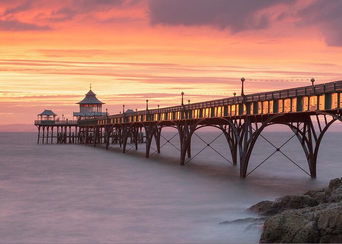 Clevedon Pier Greeting Card featuring the photograph Clevedon Pier In Somerset, England by Nick Cable