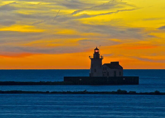 Lighthouse Greeting Card featuring the photograph Cleveland Lighthouse by Frozen in Time Fine Art Photography