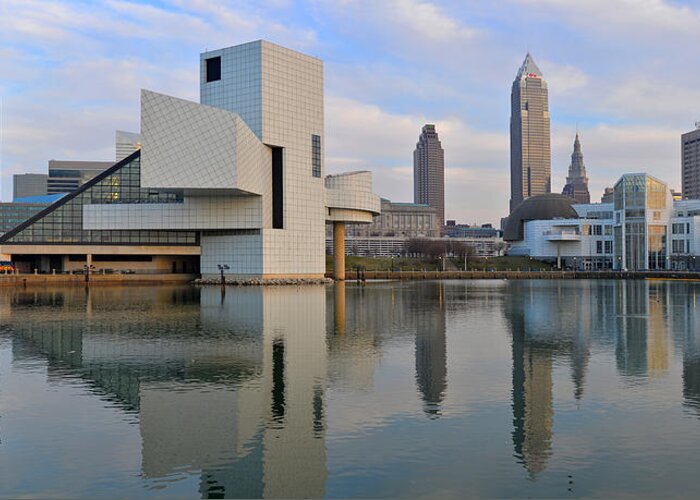 Cleveland Greeting Card featuring the photograph Cleveland Waterfront Daytime Panorama by Clint Buhler