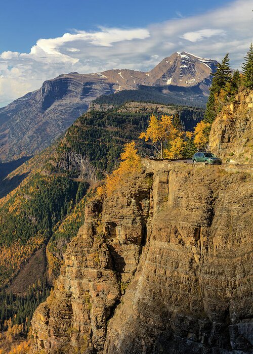 Autumn Greeting Card featuring the photograph Cliffs Along Going To The Sun Road by Chuck Haney
