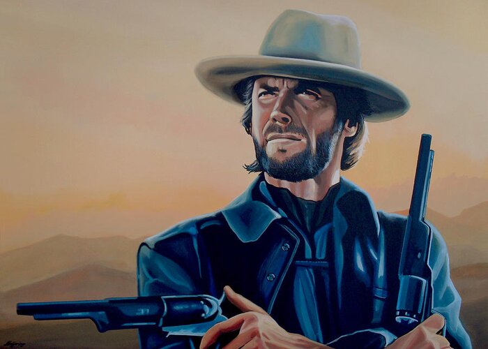 Clint Eastwood Greeting Card featuring the painting Clint Eastwood Painting by Paul Meijering