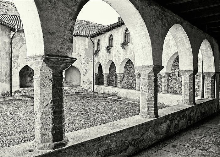 Architecture Greeting Card featuring the photograph Cloister by Roberto Pagani