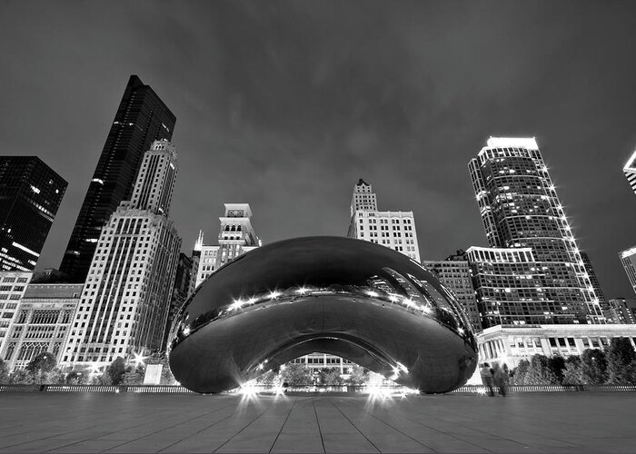 3scape Greeting Card featuring the photograph Cloud Gate and Skyline by Adam Romanowicz