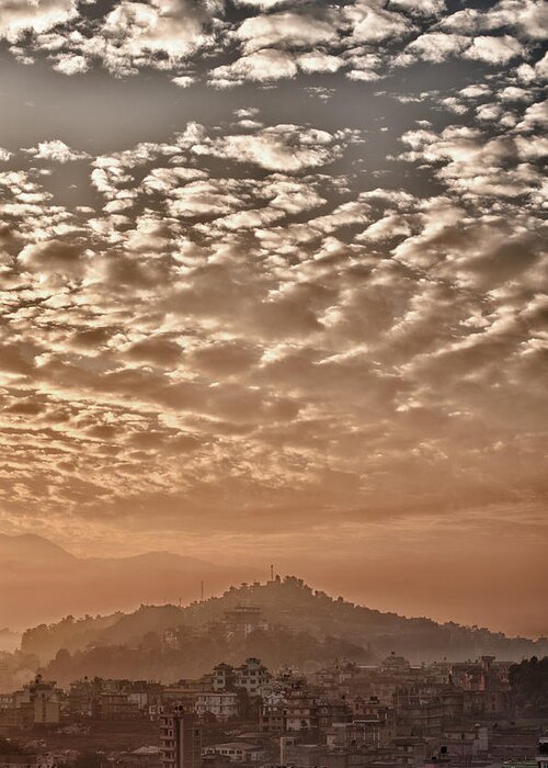 Kathmandu Greeting Card featuring the photograph Cloud over Kathmandu by U Schade
