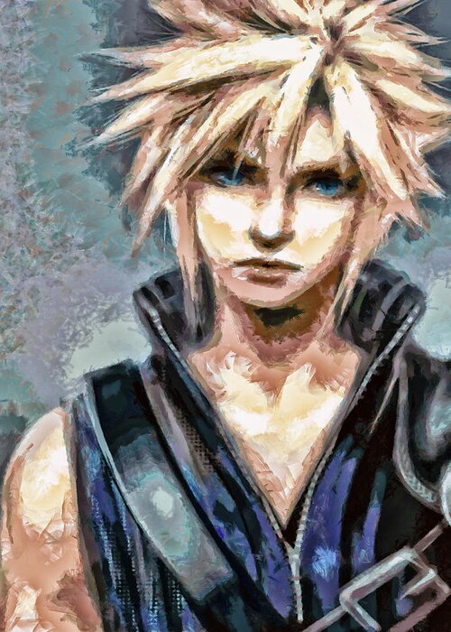 Midnight Streets Greeting Card featuring the painting Cloud Strife by Joe Misrasi