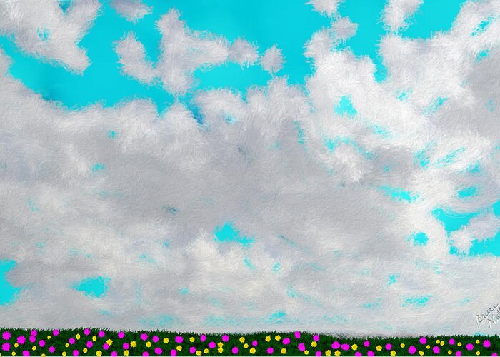 Clouds Greeting Card featuring the painting Clouds over the Field of Flowers by Bruce Nutting