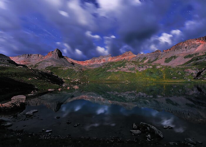 Tranquility Greeting Card featuring the photograph Cloudy Night At Ice Lake by Mengzhonghua Photography