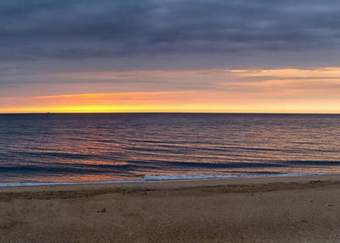 Sunrise Greeting Card featuring the photograph Cloudy Sunrise on Nauset Beach by Brian Caldwell