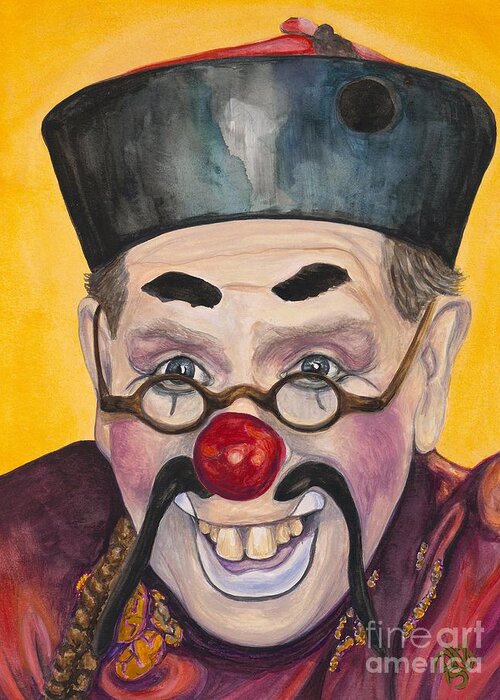 Greatclownportraits Greeting Card featuring the painting Watercolor Clown #15 Bill Gillespie by Patty Vicknair