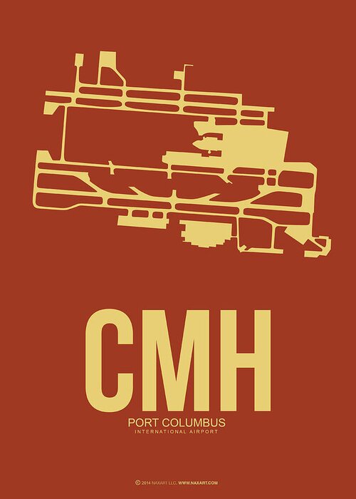 Columbus Greeting Card featuring the digital art CMH Columbus Airport Poster 1 by Naxart Studio