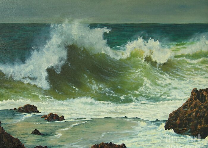  Seascape Greeting Card featuring the painting Coastal Water Dance by Jeanette French