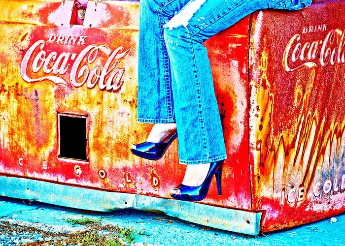 Coca-cola Greeting Card featuring the photograph Coca-Cola and Stiletto Heels by Toni Hopper
