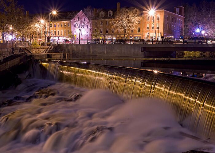 Central Avenue Greeting Card featuring the photograph Cocheco River Falls Dover NH by Jeff Sinon