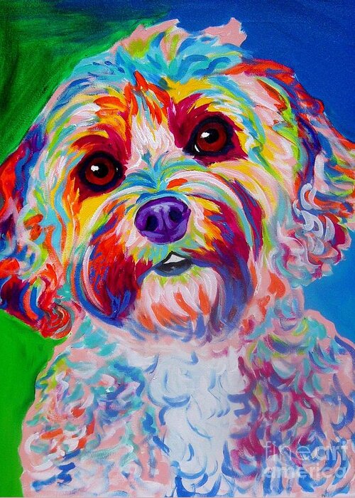 Poodle Greeting Card featuring the painting Cockapoo - Carmie by Dawg Painter