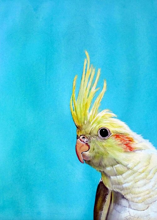 Bird Greeting Card featuring the painting Cockatiel Watercolor by Kimberly Walker