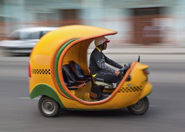 People Greeting Card featuring the photograph Coco Taxi In Motion by Adam Jones