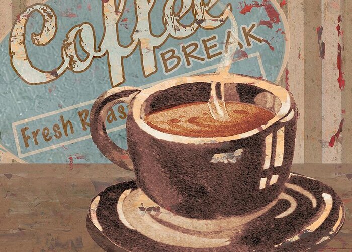 Barista Greeting Card featuring the painting Coffee Brew Sign IV by Paul Brent