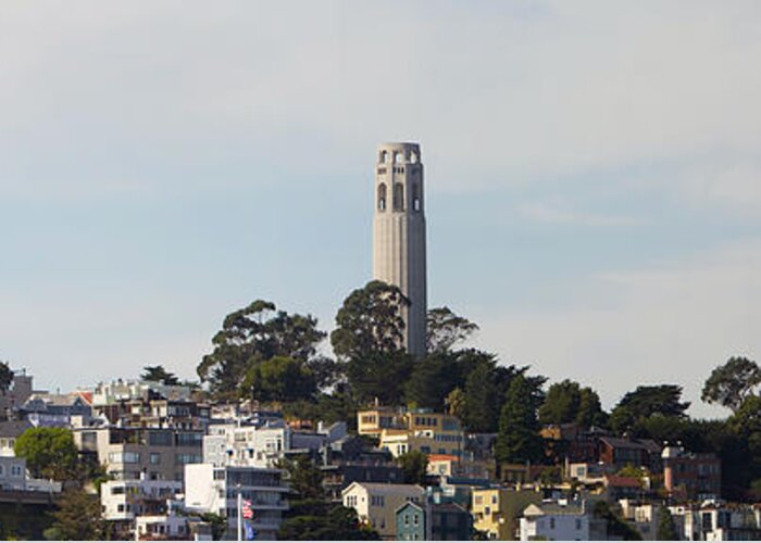 San Greeting Card featuring the photograph Coit Tower on Telegraph Hill Panorama by Jit Lim