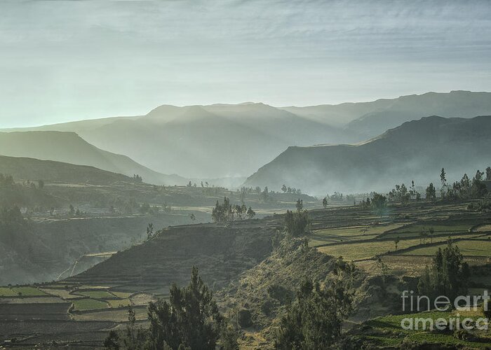 Colca Greeting Card featuring the photograph Colca Canyon in the fog by Patricia Hofmeester