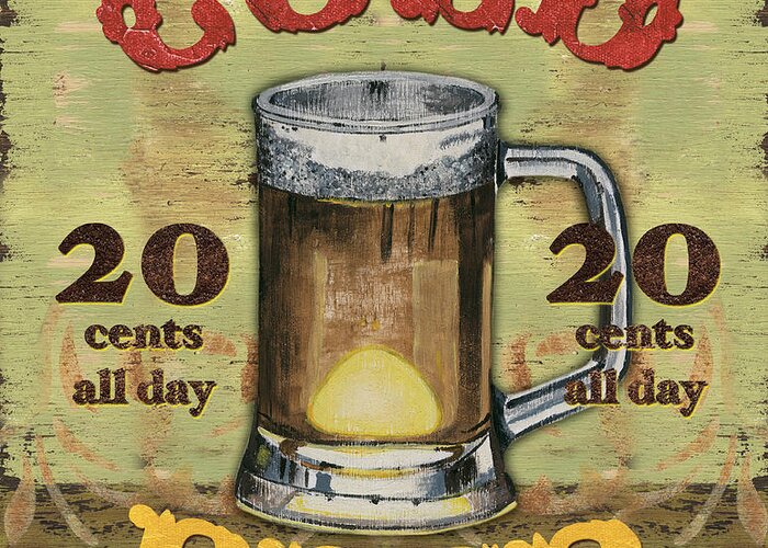 Food Greeting Card featuring the painting Cold Beer by Debbie DeWitt