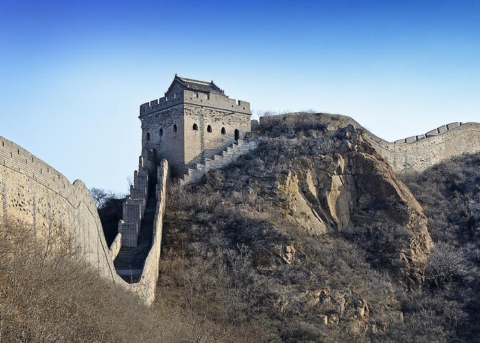 great Wall Greeting Card featuring the photograph Cold day on the Great Wall of China by Brendan Reals