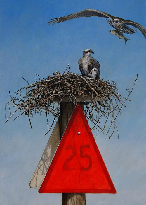 Osprey Greeting Card featuring the painting Collaborative Effort by Dreyer Wildlife Print Collections 
