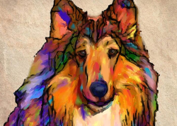 Long Greeting Card featuring the digital art Collie by Marlene Watson