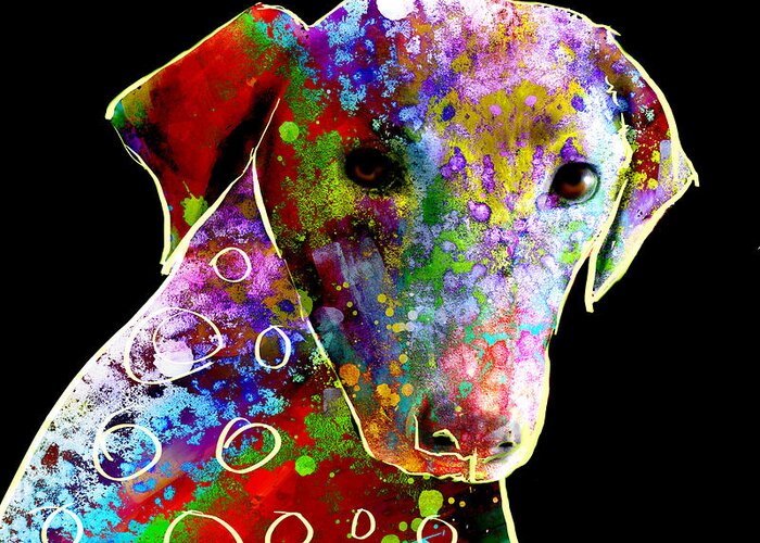 Dog Greeting Card featuring the digital art Color Splash Abstract Dog Art by Ann Powell