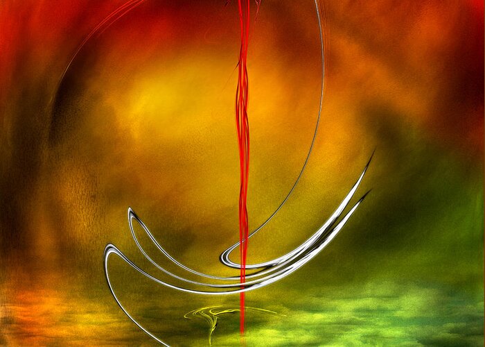 Floating Greeting Card featuring the digital art Color Symphony With Red Flow 6 by Johnny Hildingsson