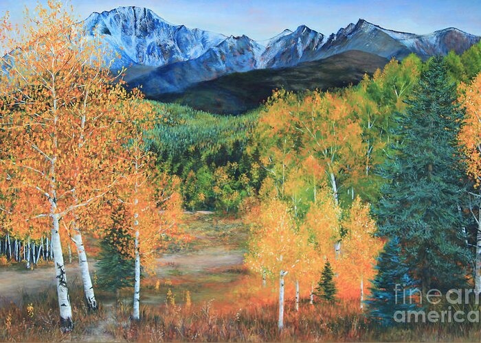 Landscape Greeting Card featuring the painting Colorado Aspens by Jeanette French