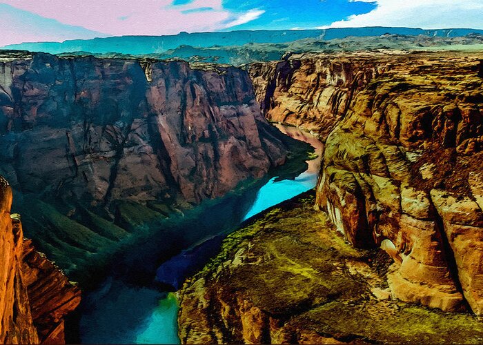 Grand Canyon Greeting Card featuring the painting Colorado River Grand Canyon by Bob and Nadine Johnston