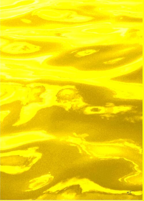 Multi Panel Greeting Card featuring the photograph Colored Wave Yellow Panel Three by Stephen Jorgensen