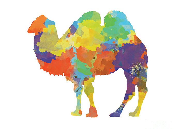 Colorful Greeting Card featuring the digital art Colorful Camel- Silhouette Print by Trilby Cole