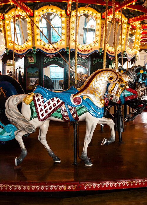 Carousel Horse Ride Greeting Card featuring the photograph Colorful Carousel Horse by Jerry Cowart