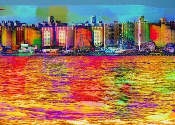 Coney Island Greeting Card featuring the photograph Colorful Coney Island by Lilliana Mendez