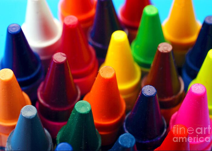 Crayon Greeting Card featuring the photograph Colorful Crayons Closeup by Danny Hooks