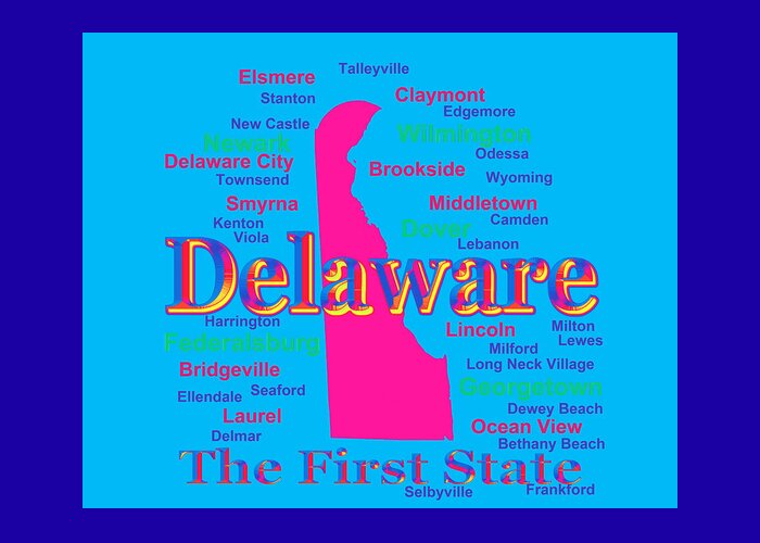 Delaware Greeting Card featuring the photograph Colorful Delaware State Pride Map Silhouette by Keith Webber Jr