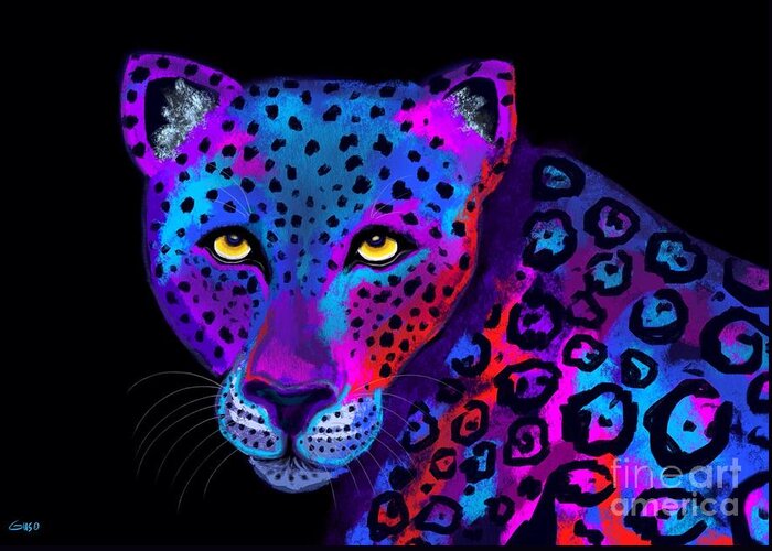 Jaguar Greeting Card featuring the painting Colorful Jaguar by Nick Gustafson