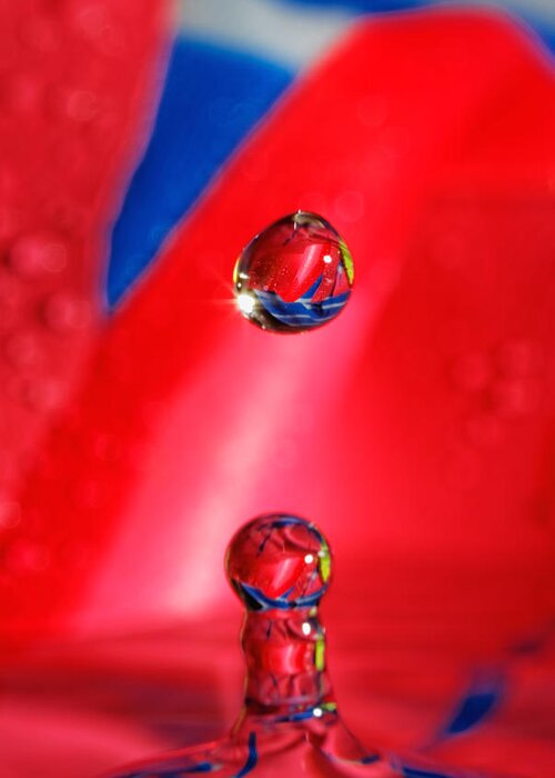  Abstract Greeting Card featuring the photograph Colorful water drop by Peter Lakomy