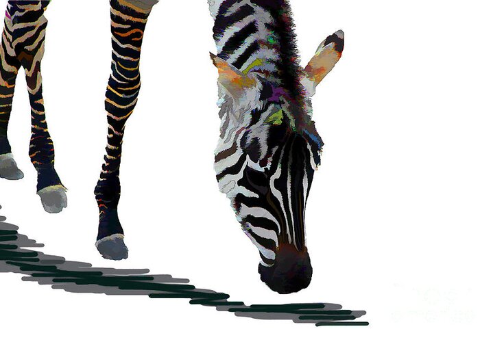 Animal Greeting Card featuring the digital art Colorful Zebra 2 by Teresa Zieba