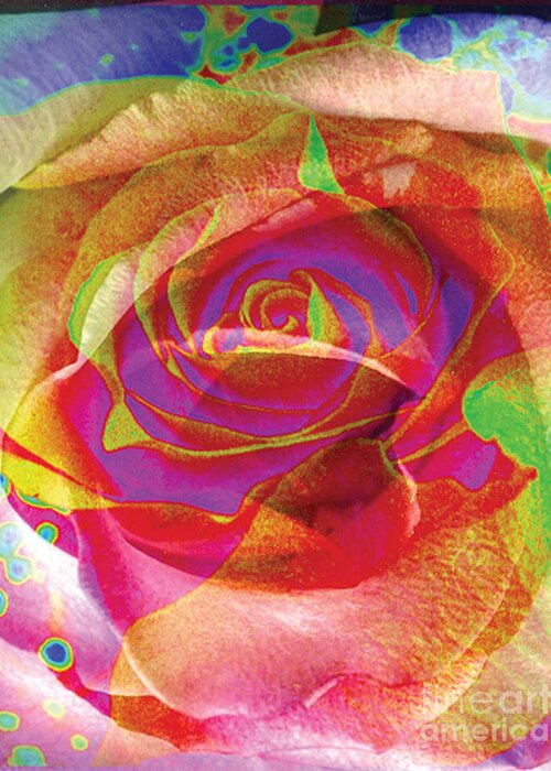 Rose Flower Greeting Card featuring the digital art Colorfull Rose by Yael VanGruber