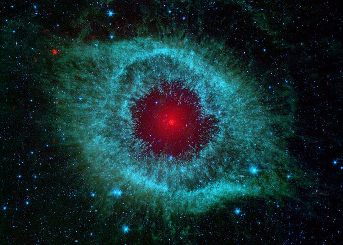 Comet Greeting Card featuring the photograph Comets Kick up Dust in Helix Nebula by Space Art Pictures