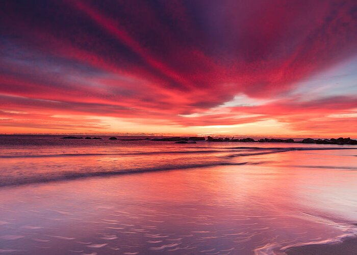 Hampton Beach State Park Greeting Card featuring the photograph Coming Soon Sunrise At Hampton Beach by Jeff Sinon
