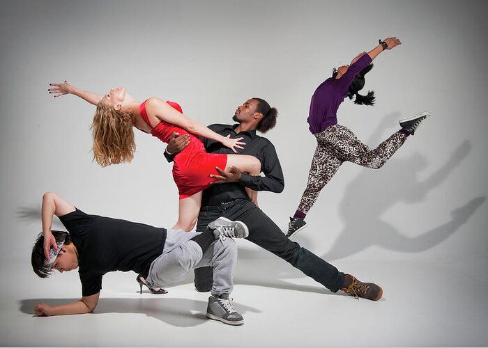 Expertise Greeting Card featuring the photograph Community College Dance Troupe by Stephen Simpson