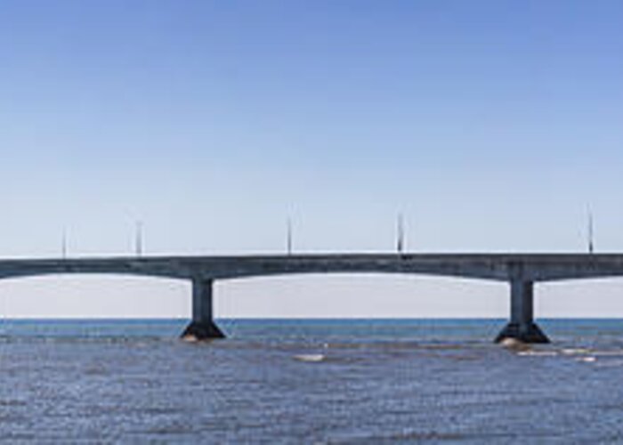 Bridge Greeting Card featuring the photograph Confederation Bridge panorama 3 by Elena Elisseeva