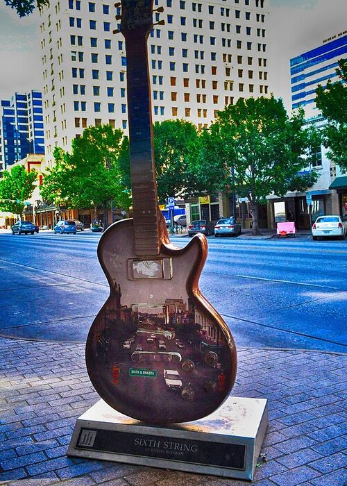 Austin Texas Street Photography Greeting Card featuring the photograph Congress Avenue Sixth String by Kristina Deane