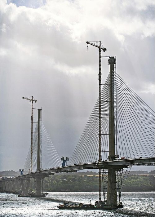 Queensferry Crossing Greeting Card featuring the photograph Construction Of Queensferry Crossing Bridge by Lewis Houghton/science Photo Library